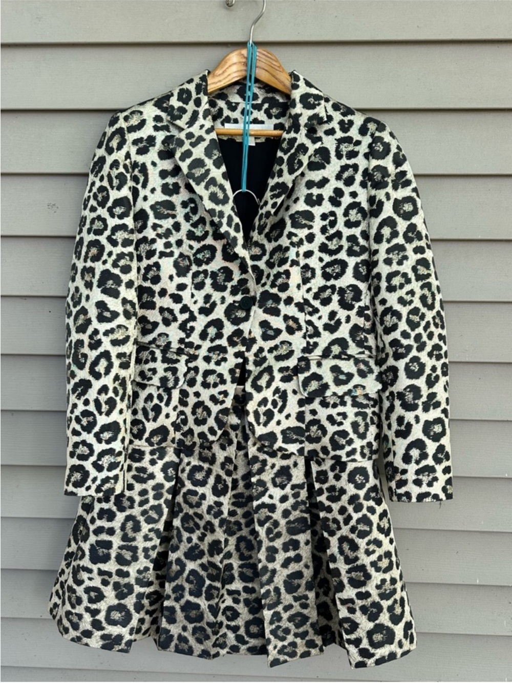 Leopard skirt blazer jacket set Boston Proper